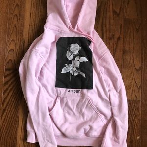 Pink rose decor hoodie in size S